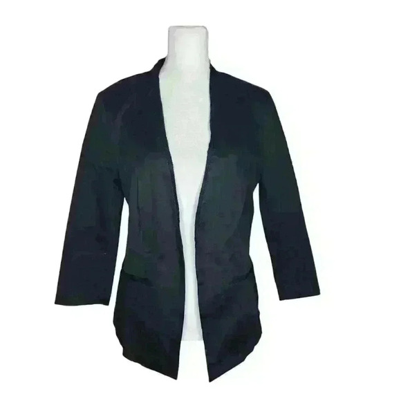 Rock & Republic Womens Open Front Black Blazer Size 6 - Picture 1 of 6